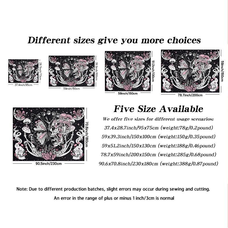 Butterfly Mushroom Wall Tapestry, 1 Count Home Decor Hanging Tapestry, Room Decor Aesthetic Wall Hanging Tapestry Sweet Furniture, Wall Art Decoration for Living Room Dorm Bedroom Decor