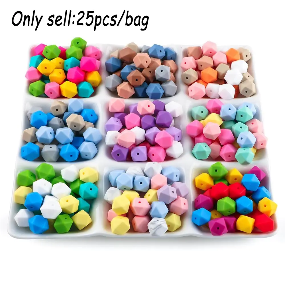 25pcs 14mm silicone polyhedra suitable for DIY handicrafts, ballpoint pens, keychain pendants, etc, Beading Supplies, Bead Assortment, Diy Beading Accessories