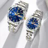 Couple Casual Water Resistant Watch, Quartz Analog Watches, Analog Wristwatches, Fashion Waterproof Round Dial Analog Stainless Steel Quartz Watch Set with Date & Week Display Function, Modern Accessories As Gift with Box #GLOBAL PICKS