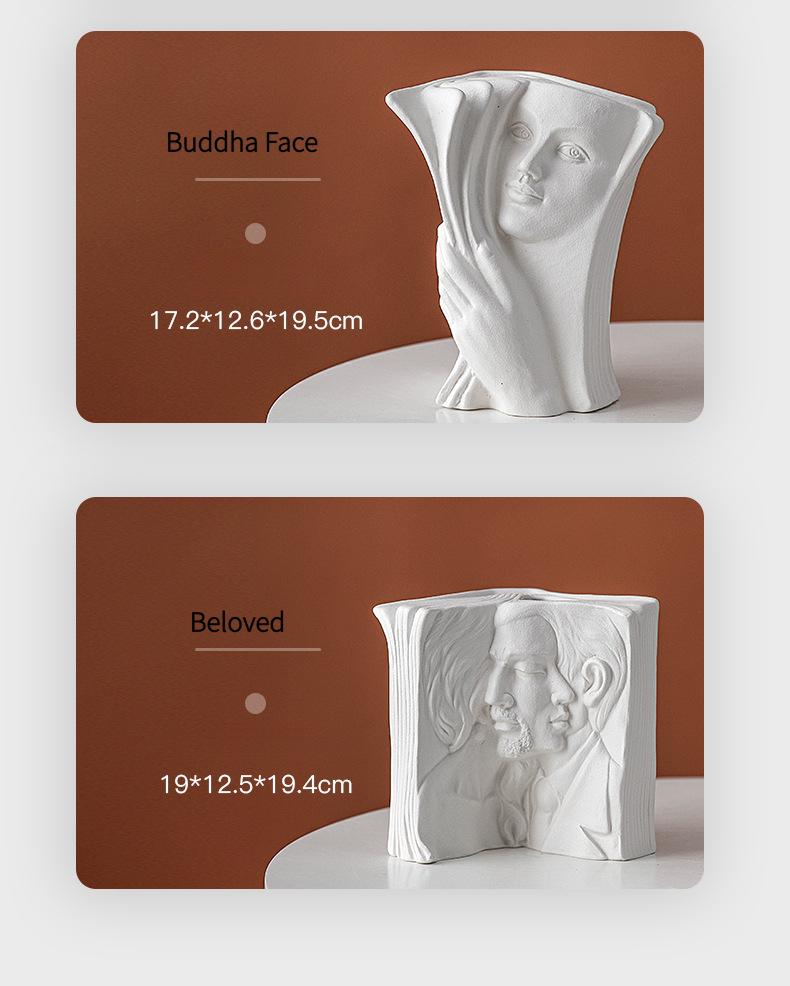 INS ceramic bookend stand creative human body vase home bookshelf desktop storage office bookend decoration