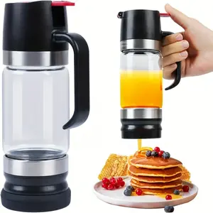 2pcs Glass Honey Dispenser 12 Oz Oil Vinegar Cruet with Handle Coffee Tea Syrup Pourer for Kitchen