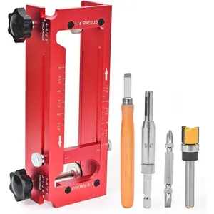 Door Hinge Jig,  Alloy Adjustable Door Hinge Router Template Fits Door Hinges from 2.5" to 5" Length and Types of Square Corner Types, Radius 1/4" or Radius 5/8 with Chisel
