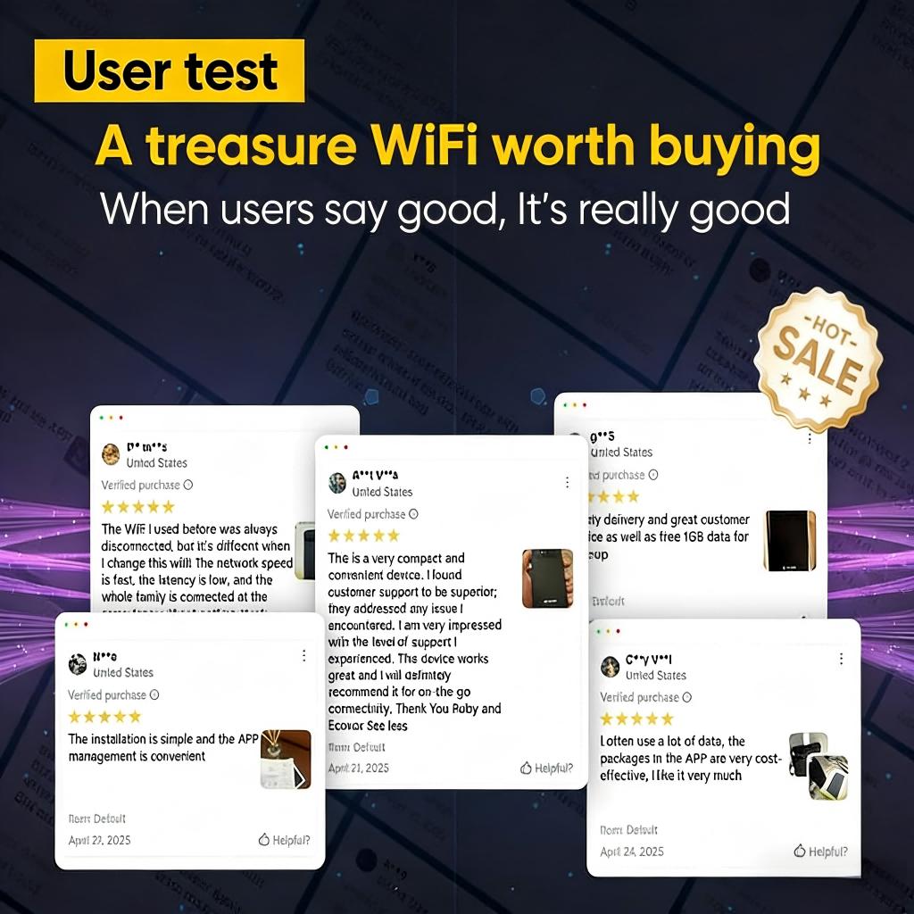 ECOVOX 2026 4G LTE Portable WiFi| No SIM Card No Contract| Multiple Networks 9 Devices| Free 1GB Local Data| Travel Camping RV Essential