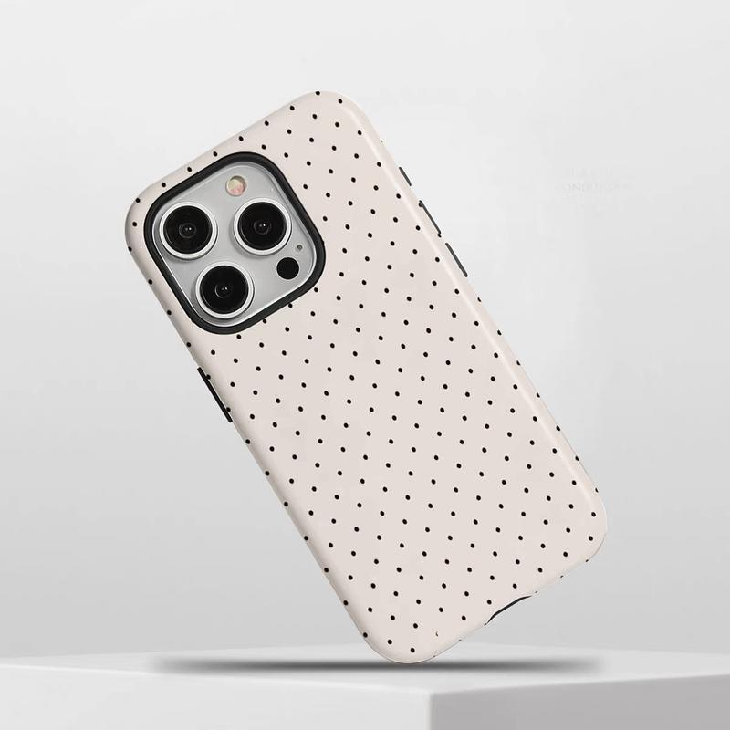 Simple Black Dot Pattern,  Durable, Shock-absorbing Two-in-one Mobile Phone Case, Suitable for IPhone17Promax  16Pro  15 14 13 12 11 and Other Series Models, Can Be Given As A Gift To Friends or Family