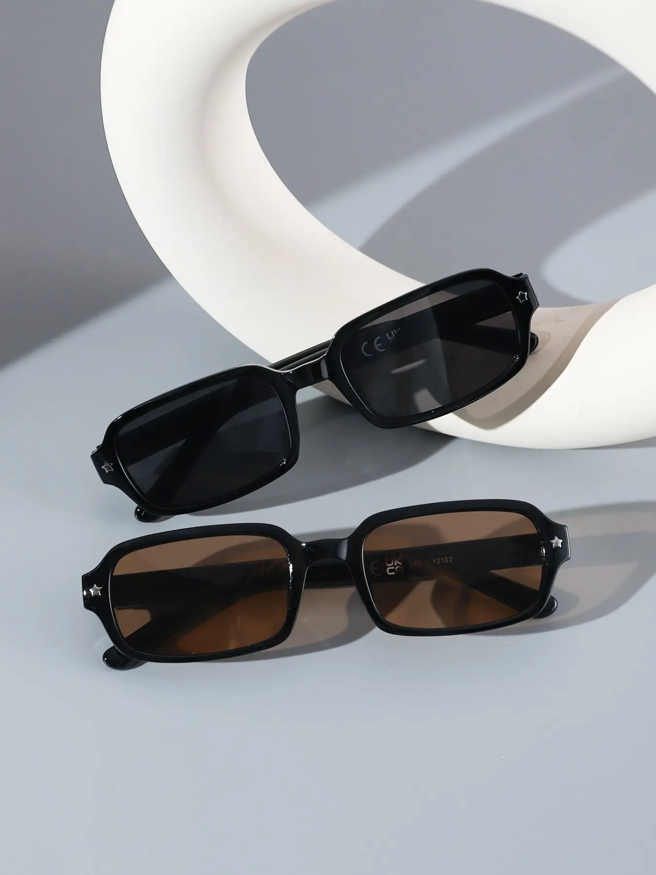 Men's Star Logo Narrow Frame PC Sunglasses, Uv100 Protection, Casual Style, All Seasons, Beach Vacation, Shopping, Commute, Stylish Sunglasses