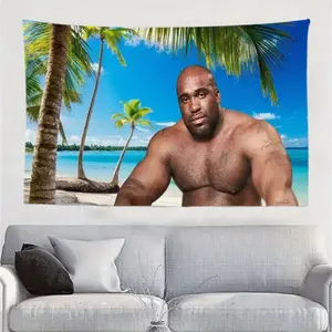 Tropical Beach Scene Wall Tapestry - Barry Woods Inspired, Soft Peach Skin Fabric, Perfect for Living Room or Dorm Decor, Easy to Install, No Power Needed, Beach Theme Deco Y2K Indie Room Decor Wall Tapestry