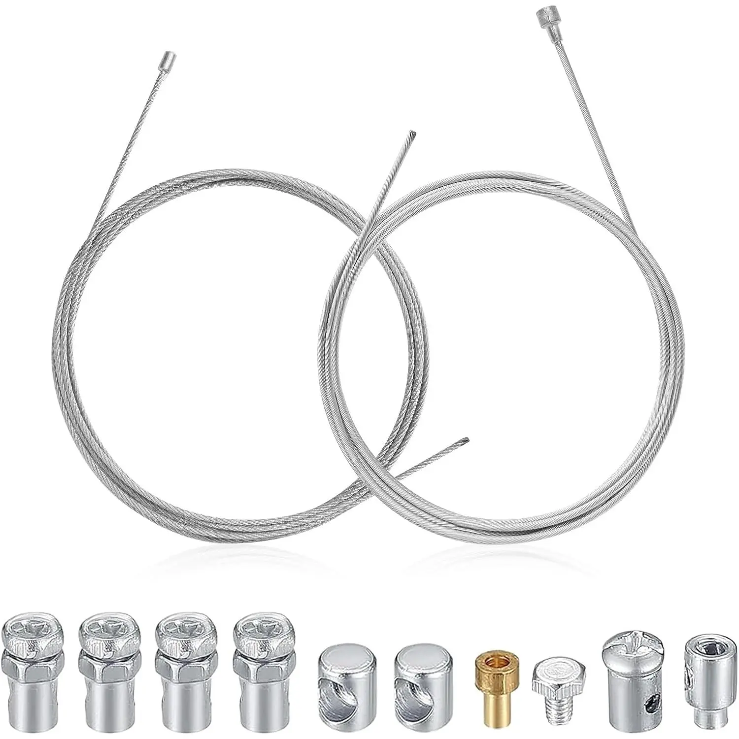 Emergency Throttle Clutch Brake Cable Repair Kit Road Bike Brake Shifter Bicycle Gear Cable Wire Inner Replacement Set for Motorcycle Road Mountain Bike Silver