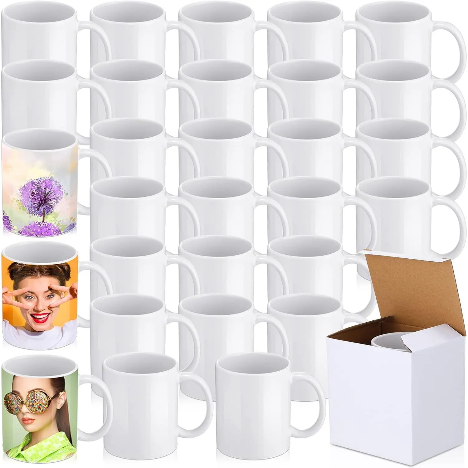30 Pack Sublimation Mugs Bulk for Graduation Gifts 11 oz Sublimation Coffee Mugs White Blank Ceramic Coated Cup for 2026 Grad Art Gifts DIY Craft