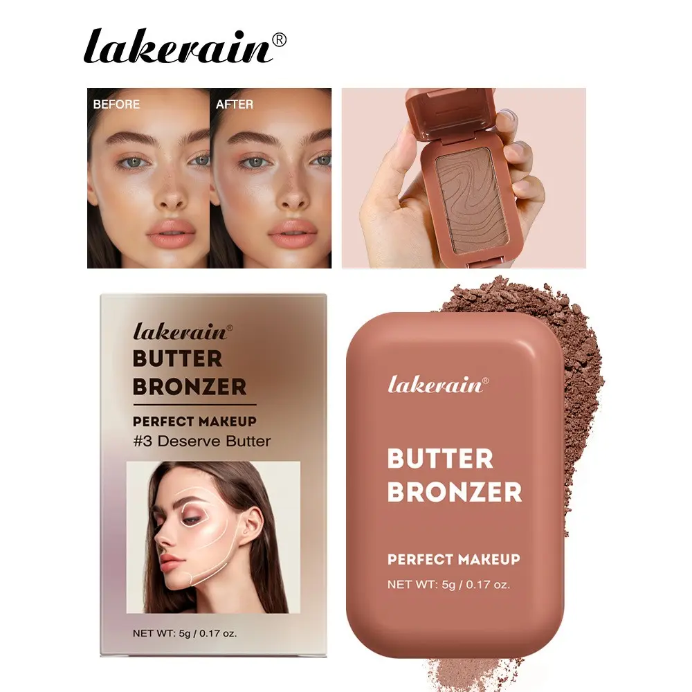 1Pcs butter bronze colored hair care cream moisturizes and nourishes, with a silky luster and natural three-dimensional highlighting powder Womens cosmetics Glowy Highlighter