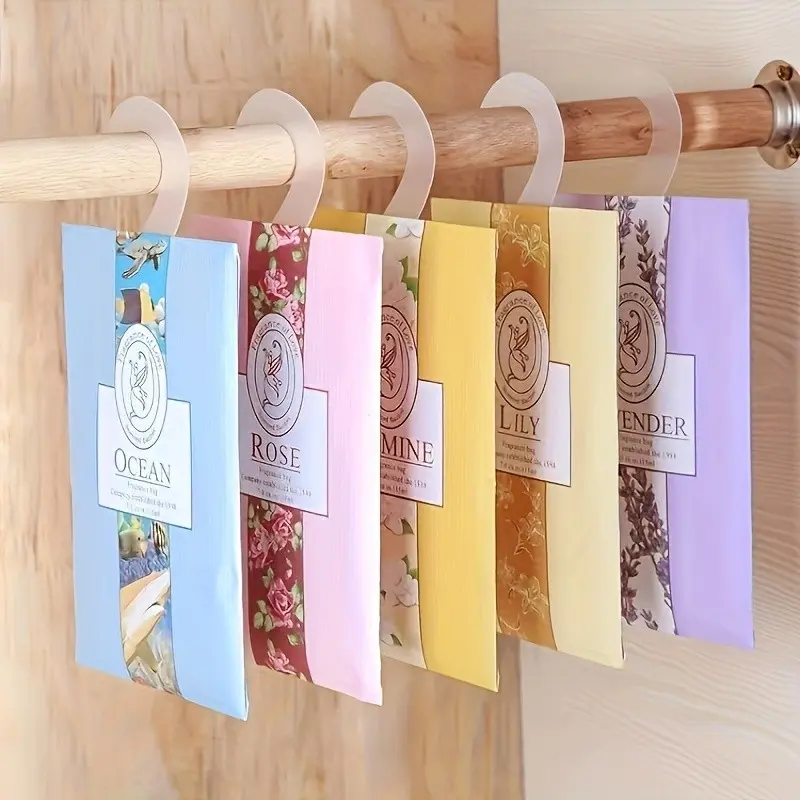 6 Random Pattern Hanging Bags, Closet Drawer Luggage Deodorizer, Long-Lasting Fragrance Sachets, Moisture-Proof Scented Pads