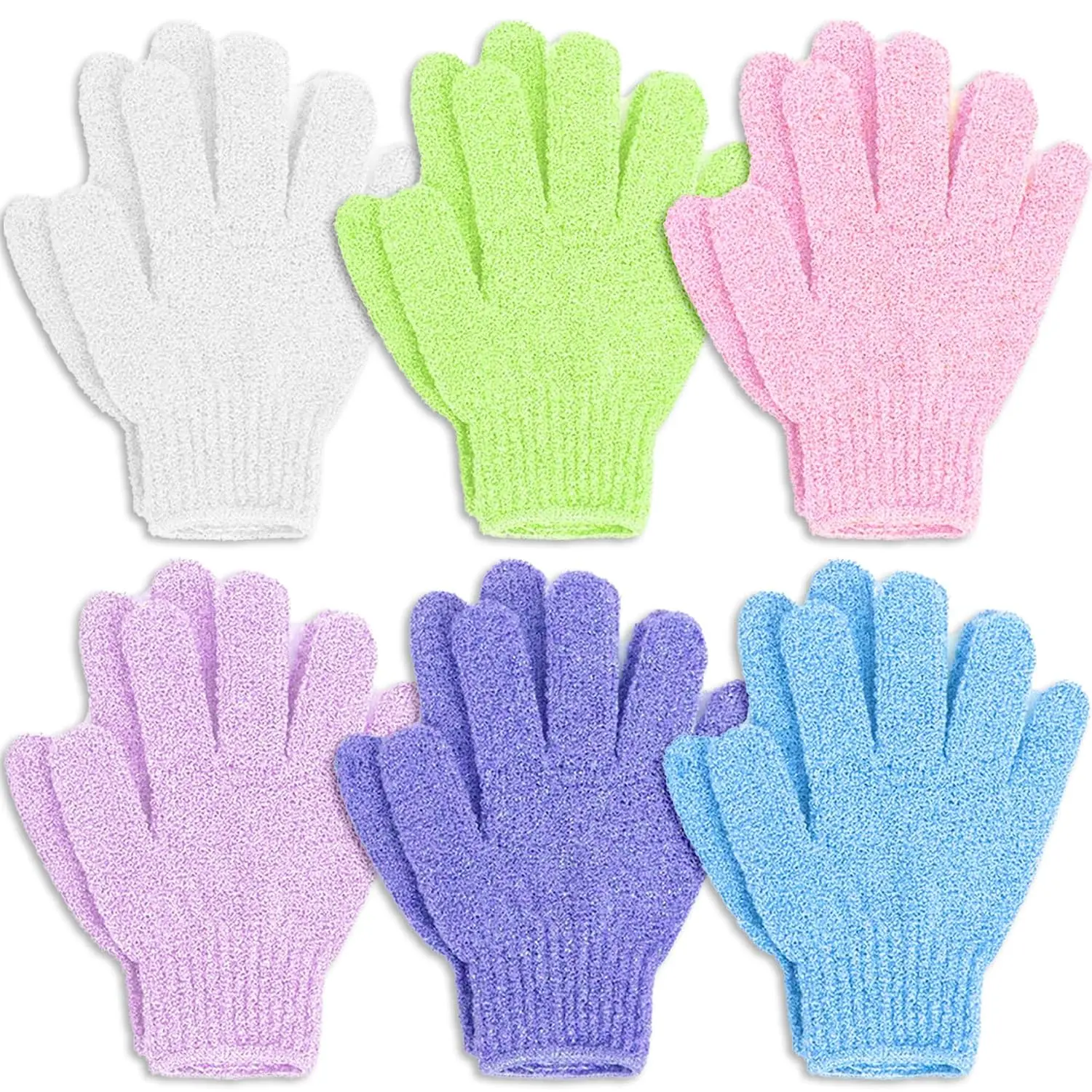 12 count  Gloves for Shower,  Scrub Gloves, 6 Pairs, Nylon