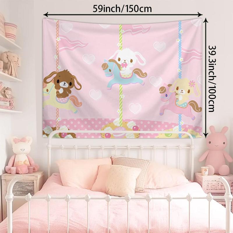Cartoon Carousel Pattern Tapestry, Cute Animal Pattern Wall Hanging Tapestry, Wall Decor for Home Living Room Bedroom Dormitory Decoration Items Decorating Cartoon Carousel Pattern Tapestry, Cute Animal Pattern Wall Hanging Tapestry, Wall Decor for Home Living Room Bedroom Dormitory Decoration Items Decorating
