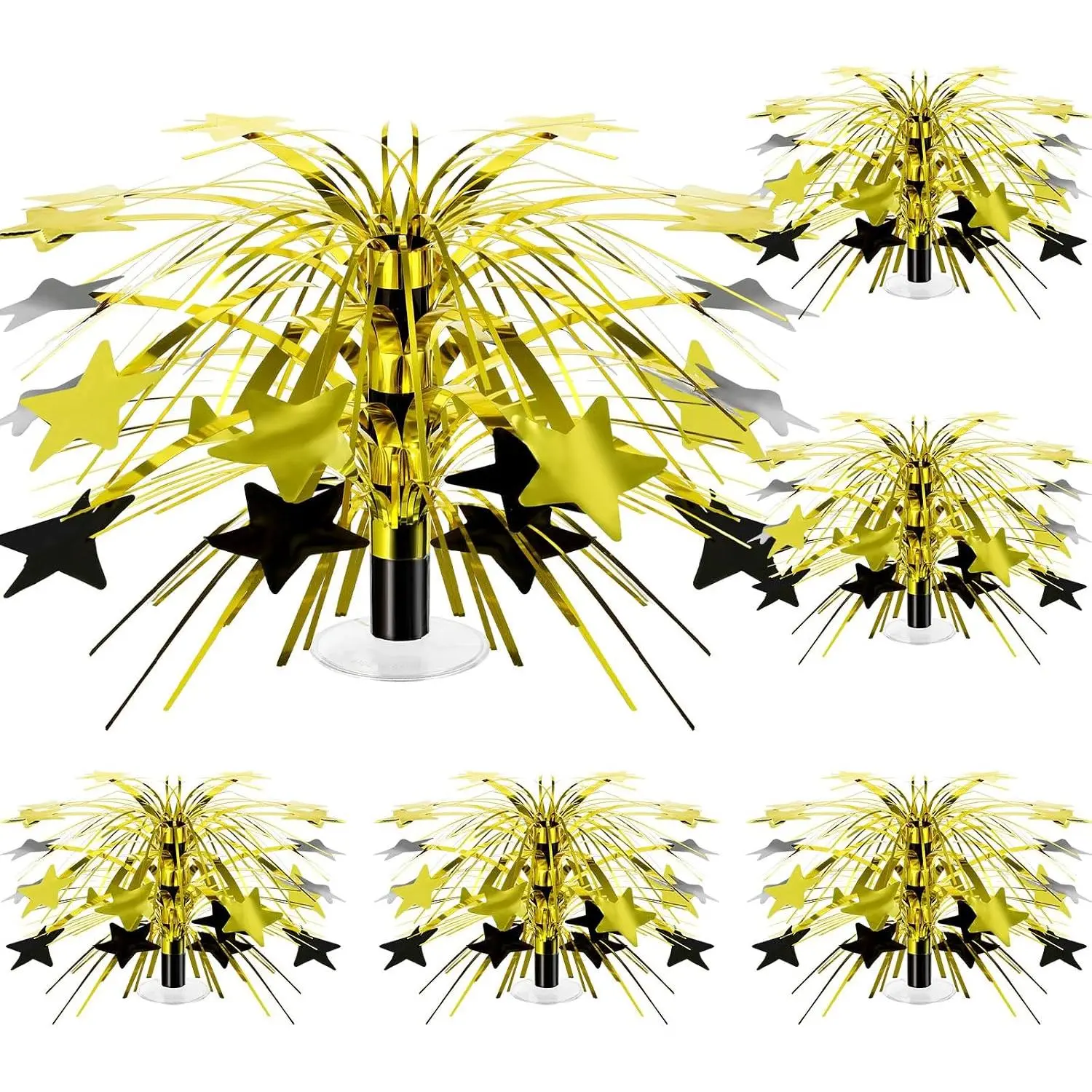 6 count Black and  Centerpieces for Tables  Party Decorations Metallic Foil  Centerpieces for Birthday Event Photo Booth Props, 8.7 Inch Tall