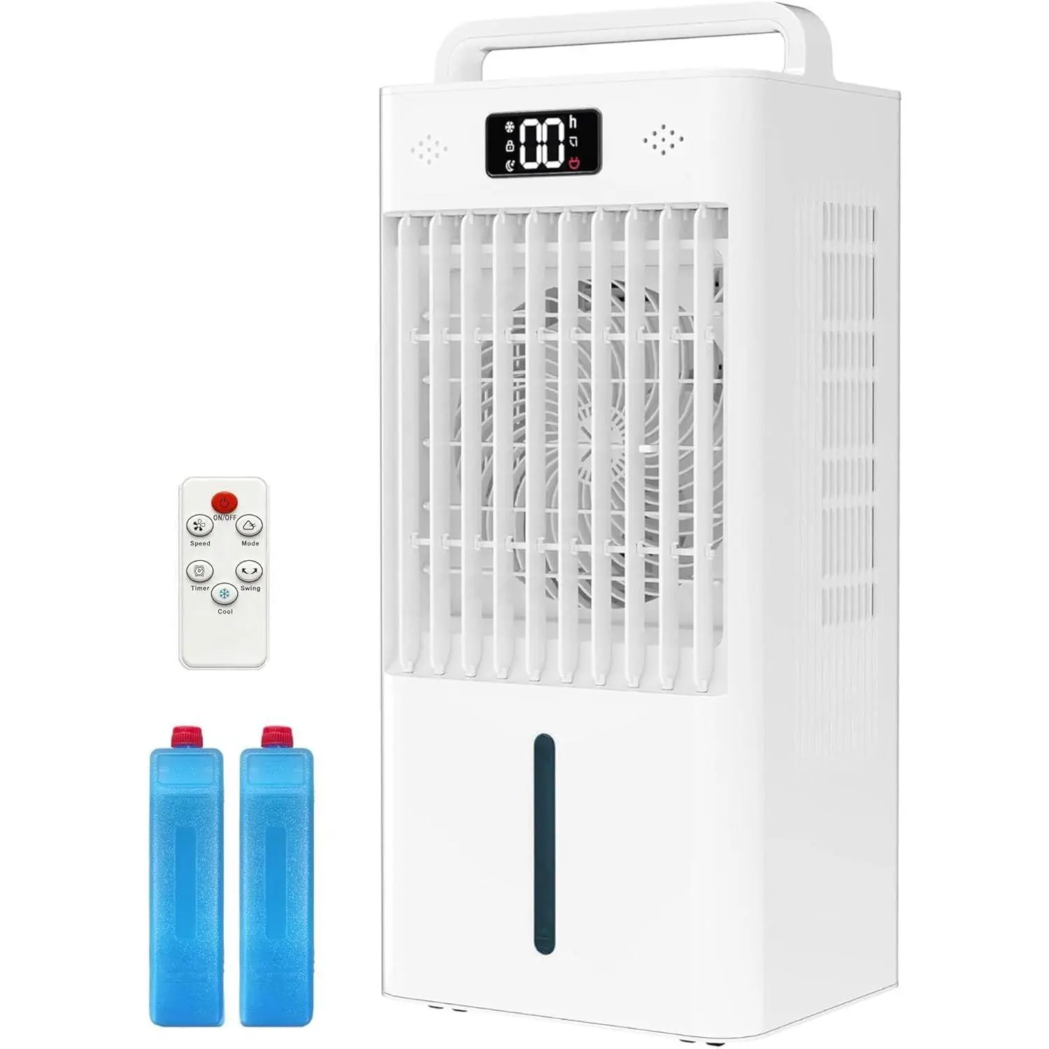 10L Portable Evaporative Swamp Air Cooler - 3 Speeds, 3 Modes, 45W Energy Efficient, with Remote Control, Ice Packs & Casters for Bedroom, Office Cooling