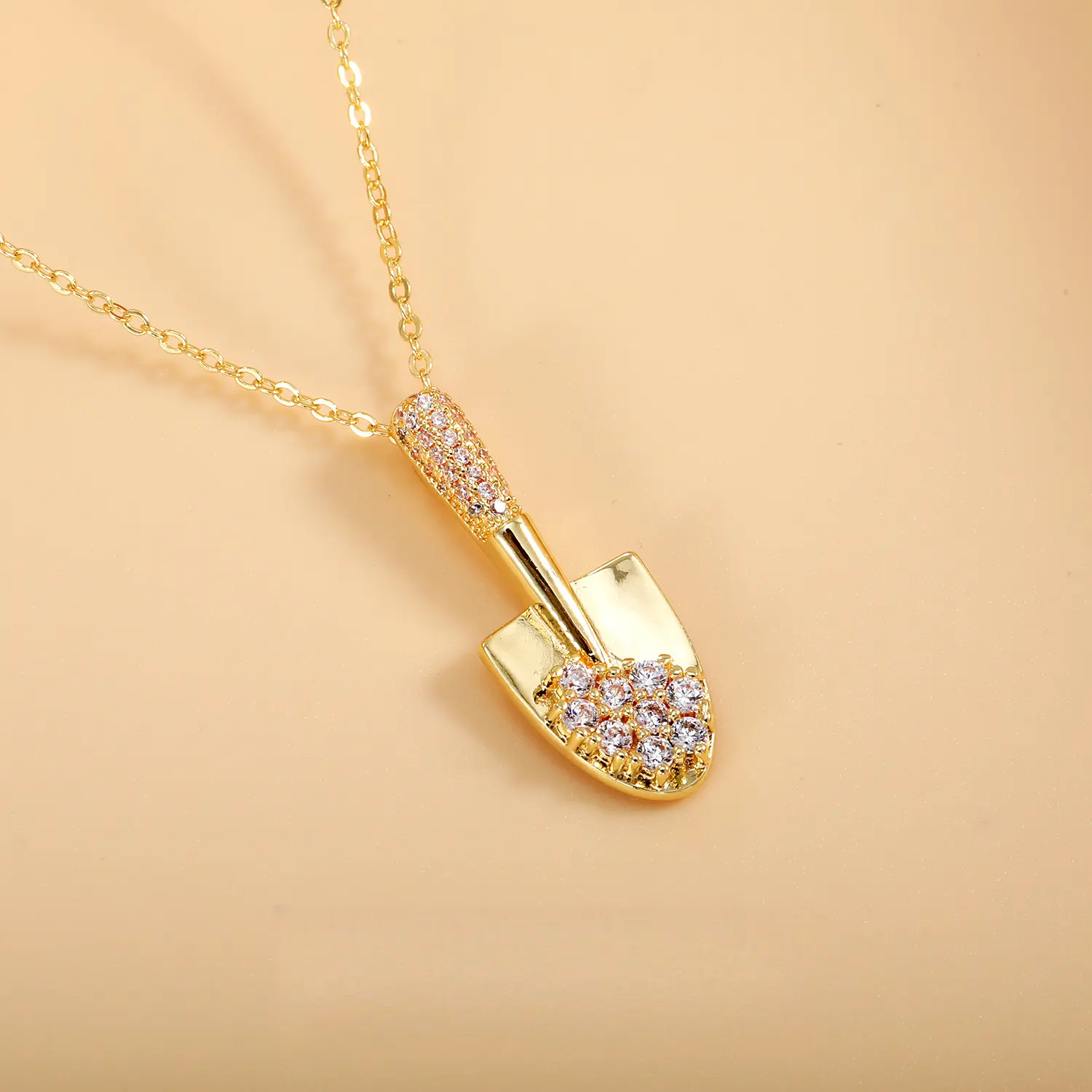 #073 2026 Fashionable Icy Moissanite Pendant Necklace - Adjustable Small Shovel Design Retro Female Adult Jewelry, Daily Wear, Wedding Gift for Birthday Anniversary (Non-Natural Crystal Choker) charm jewelry gift original new product natural crystal juda