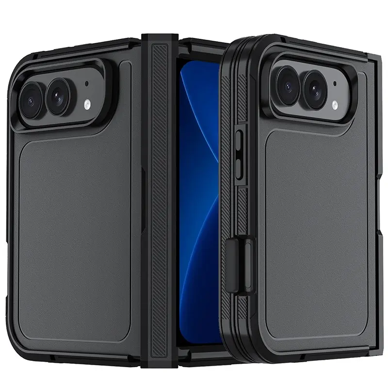 Iphone18 Duo Three-In-One Phone Case, Protective Foldable Full Coverage Anti-Drop, Three-Layer Detachable Hard Shell Soft Edge Protector