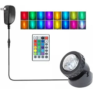 Colored Pond Lights with Timer, RGB Weighted Fountain Lights IP68 Waterproof Submersible Dimmable Outdoor Landscape Lights for Pond Fountain Garden, 1 Lights