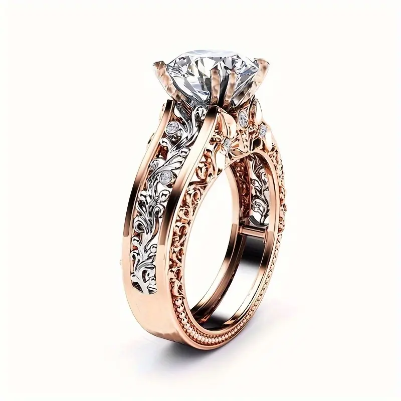 1 piece stainless steel bridal wedding ring, moissanite ring, a great Valentine's Day gift, suitable for holiday celebrations and as a wedding ring