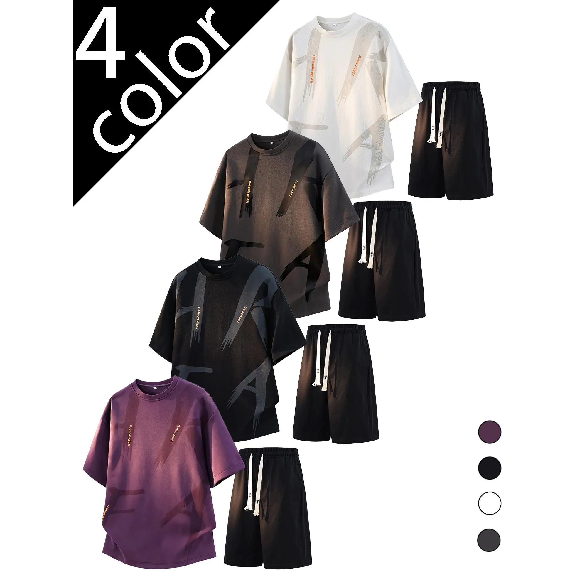 Men's 2026 New Summer Polyester Short-Sleeved General Sport Clothing Set Pack, Wide Size Range (XXS-5XL), Men's Clothes