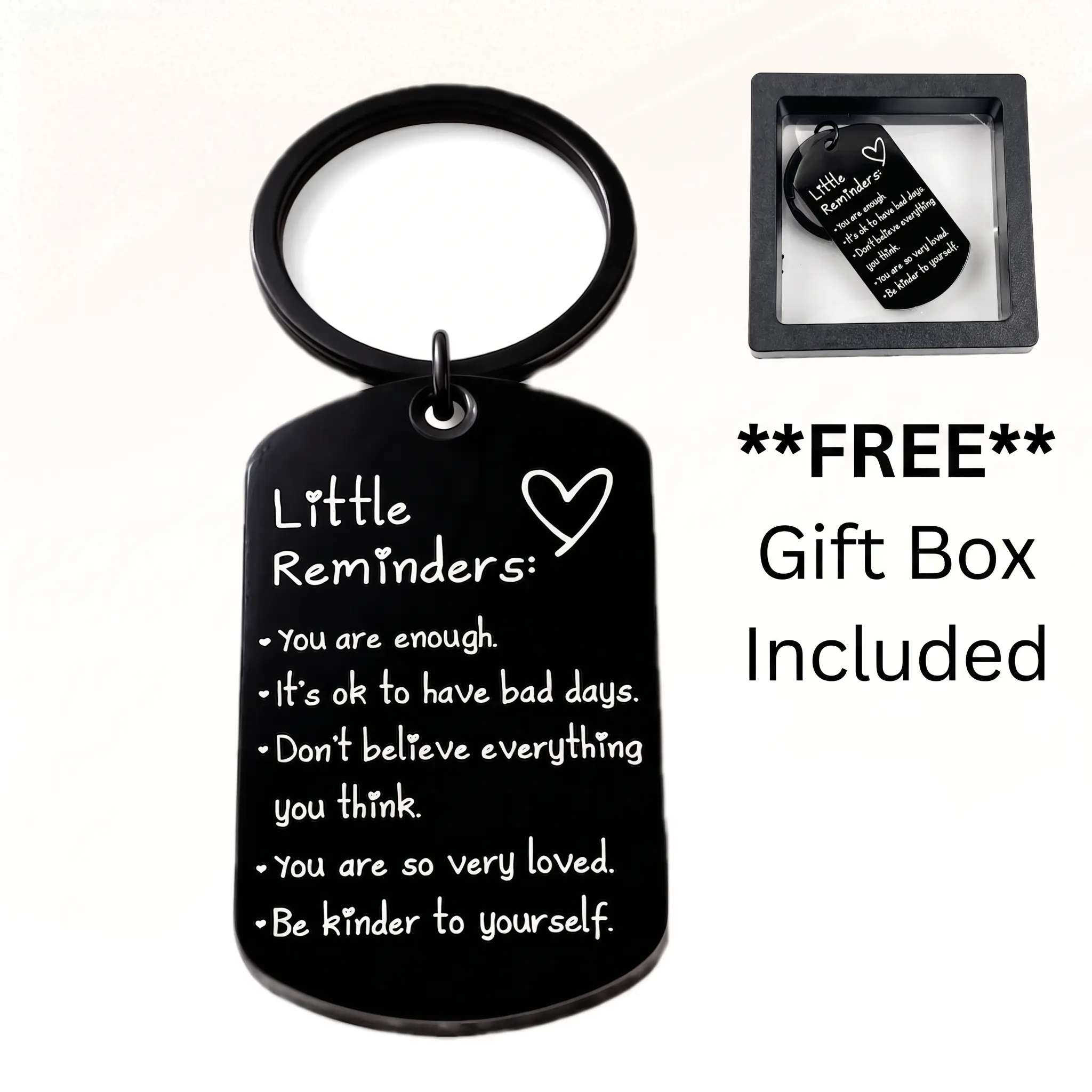 Little Reminder Keychain with Gift Box, You Are Enough Inspirational Gift, Thoughtful Gifts for Her Him, Birthday Appreciation Party Favor