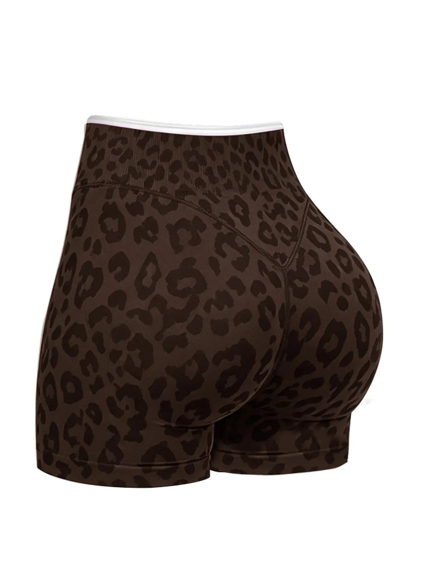 Women's Leopard Contrast Color Seamless Shorts, High Waist Tummy Control Peach Butt Lifting Tight Knit Yoga Shorts, Breathable Slim Sexy Activewear For Running, Cycling, Gym, Outdoor & Daily Wear