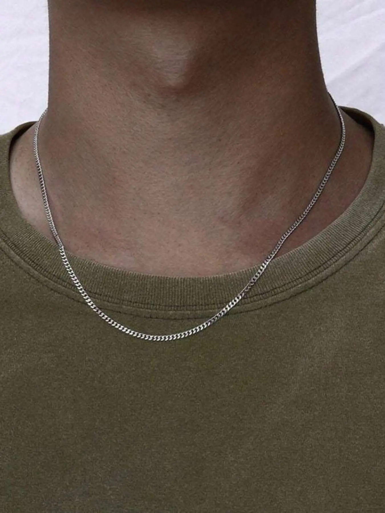 1pc Minimalist Stainless Steel Delicate Chain Necklace, Classic Men's Jewelry Gift, Dainty Necklaces