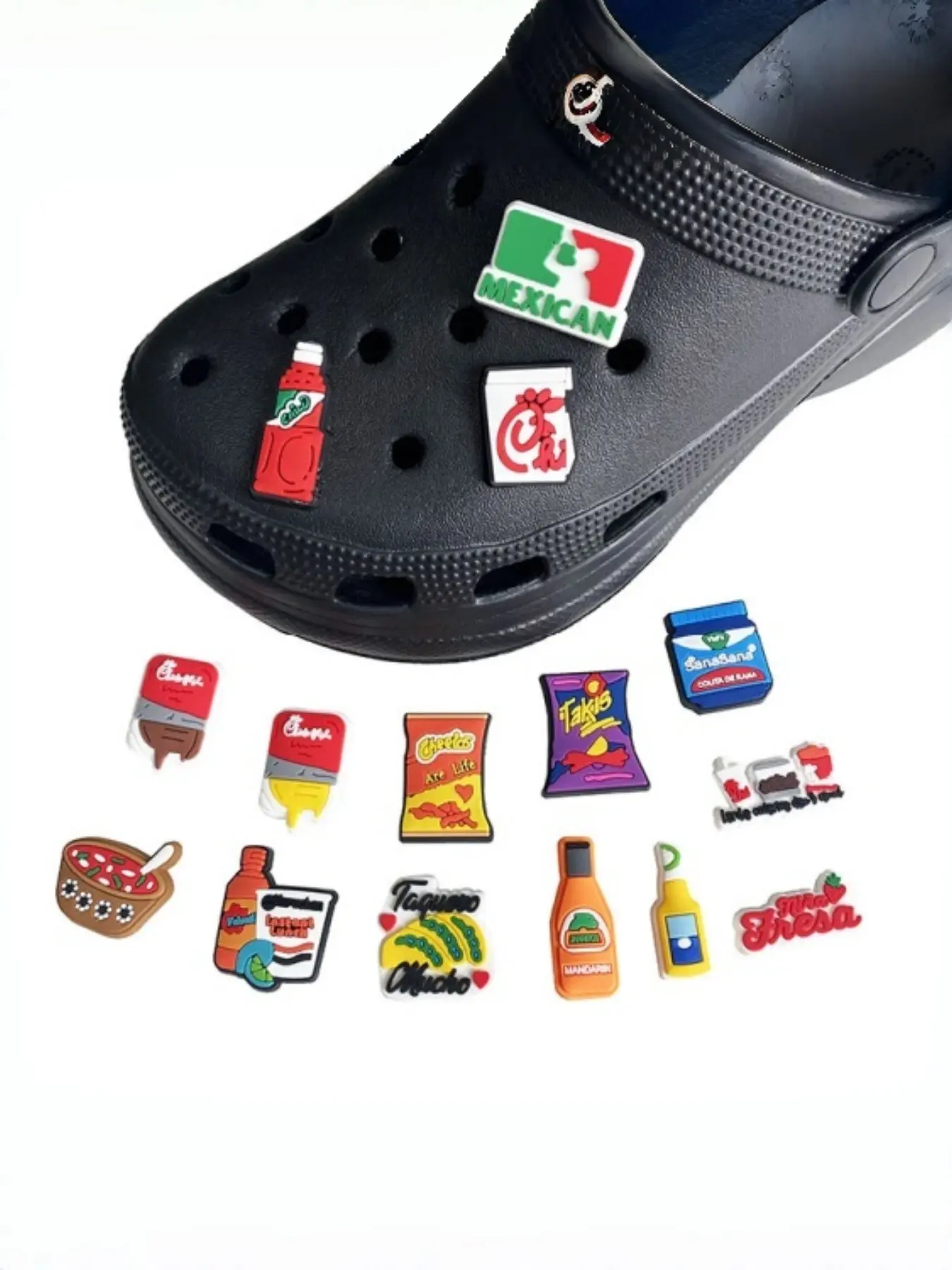 9pcs Mexican Food Series Shoe Accessories, PVC Soft Gel DIY Detachable, Cartoon Style, All Seasons, Perfect Holiday Gift