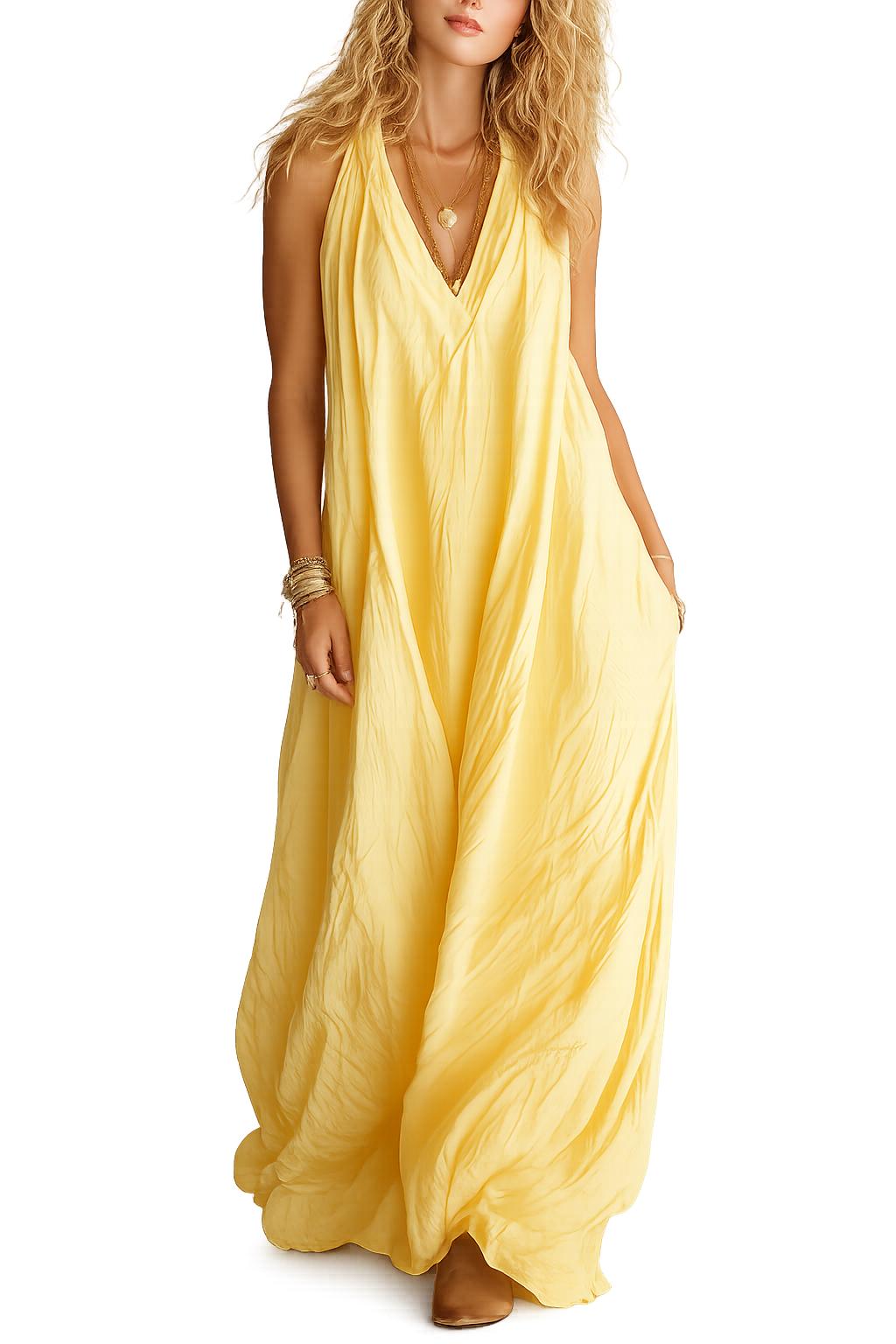 2026 New Women's Fashion Casual Sleeveless Loose Pocket Women's Long Dress