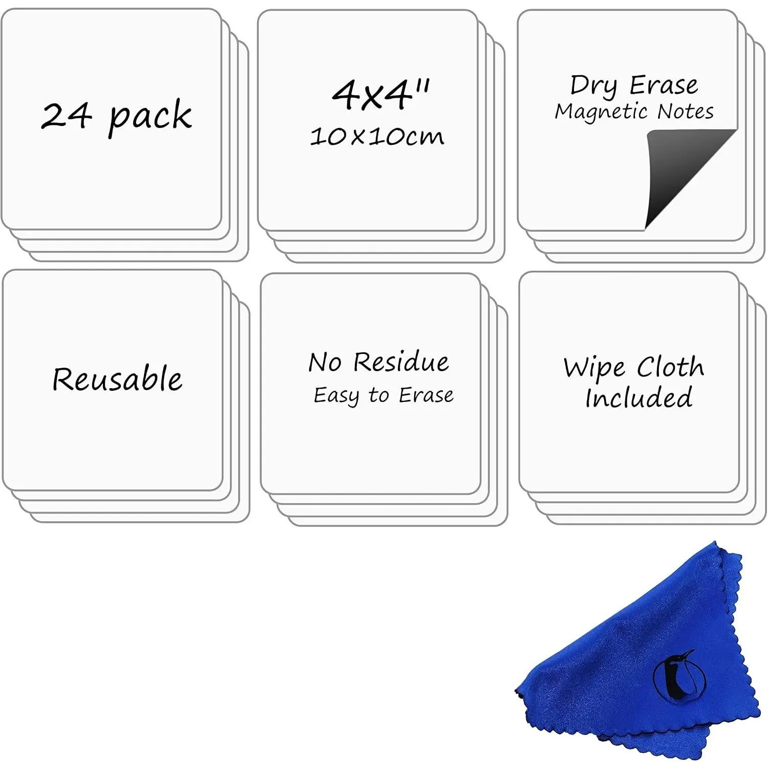 Dry Erase , 24 Pack 4x4 in,  Notes for Whiteboard and Fridge | Write   Sheets,  White Board Labels, Writable Magnetized Dry Wipe Strips for  or Office