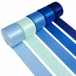 Blue Gradient Bow Tie Ribbon, Spring New Blue Gradient, Rose Silk Glossy High Density Satin Fabric, Floral Decor, Gift Decoration, Handmade Crafts, Handmade Diy Gift, Gift Bows, Gift Wrapping, Gift Wrapping Supplies