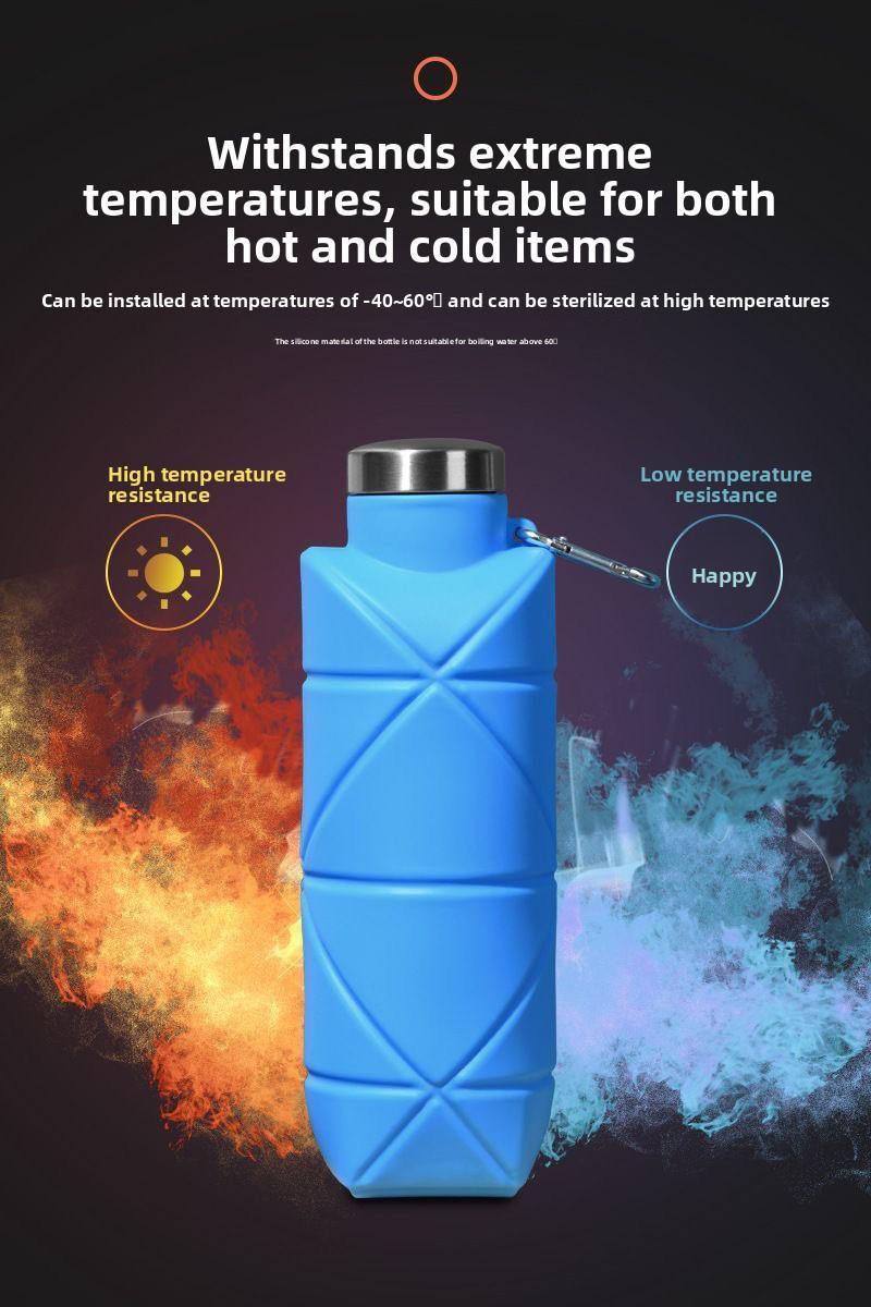 Platinum Silicone Diamond Foldable Cup 700ml Portable Water Bottle for Outdoor Sports