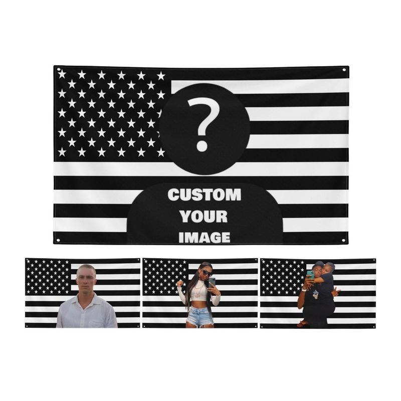 Custom Black USA America Flag 3x5 Ft Personalized Flags Design Your Image, Funny Flag Tapestry Poster Dorm Room, Black USA Flag, Bedroom Banner Flag, Home Decor Flag Halloween Ornaments Outdoors Print Decoration
