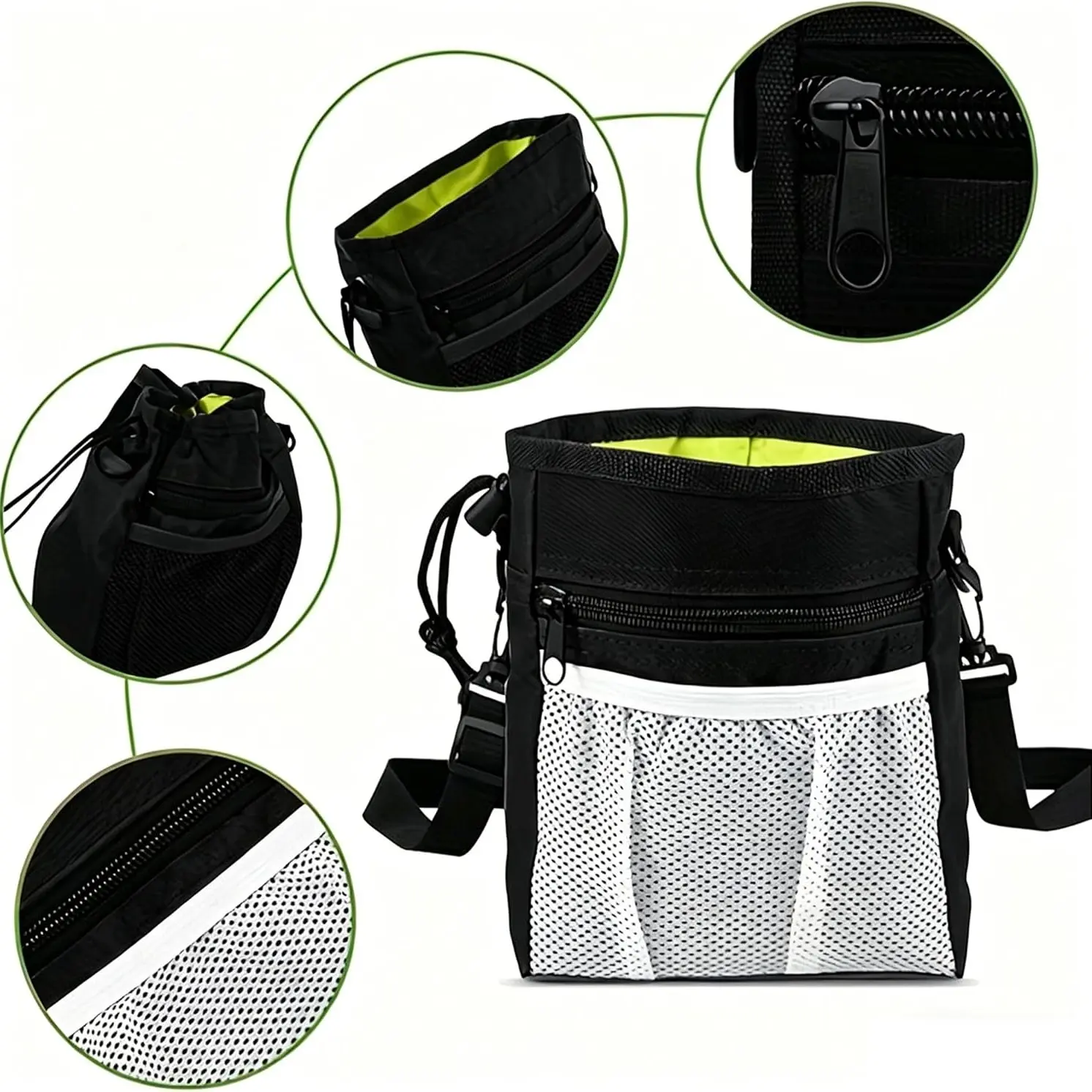 Portable Pet Training Snack Pouch & Waste Bag Dispenser Combo with Carabiner Clip, Large Capacity Dog Treat Storage Bag, Leakproof Outdoor Walking Kit for Puppy Kitten,Built-in Waste Bag Holder, Multi-scene Travel Hiking Pet Accessory Set