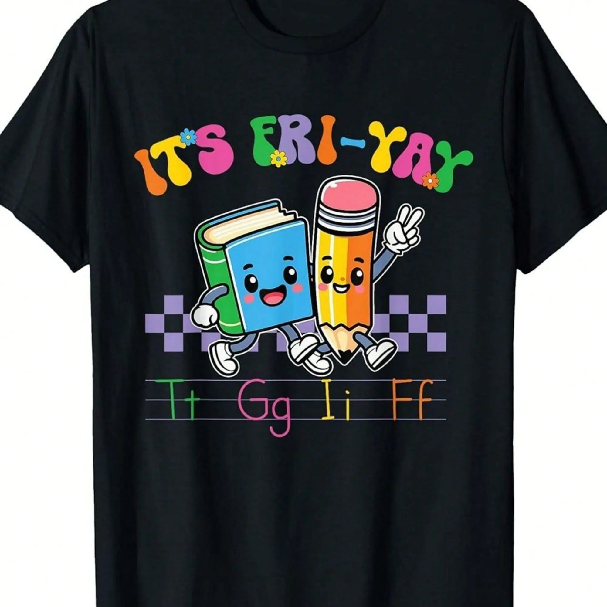 Its Fri Yay Cute Teacher Student Back To School Graphic Tee - Standard 100% Pure Cotton Short Sleeve Crewneck Casual Top for Women, Educators & Teens, Trendy Classroom Apparel, Outfit & Gift
