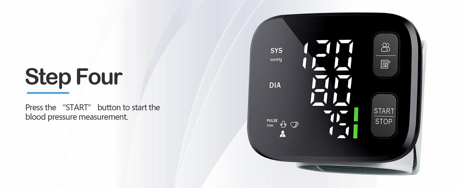 Blood Pressure Monitor LED Backlit Display Automatic Wrist Cuff Blood Pressure Monitors for Home Use 120x2 Reading Memory with Carrying Case, Black