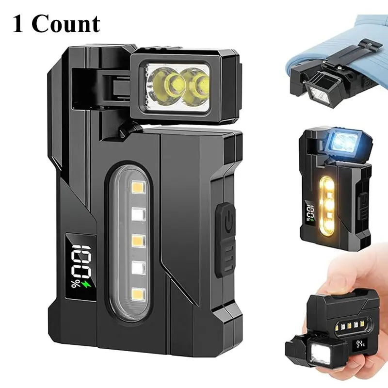 Mini Edc Flashlight, 180° Rotatable Head, Magnetic Keychain, 3 Modes Dual Light, Ideal for Outdoor Emergency Camping