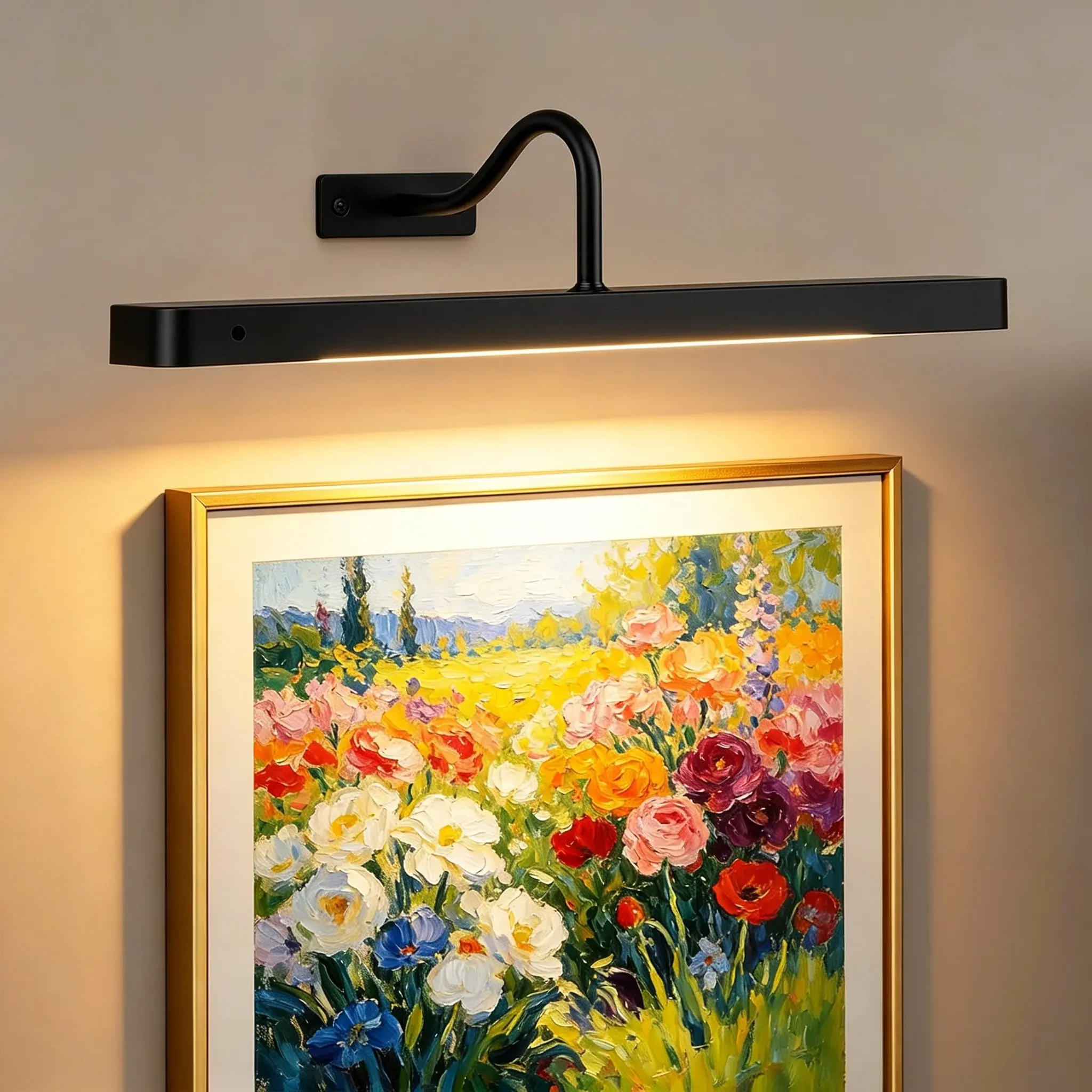 360° Adjustable LED Picture Light, Remote Control Dimmable Wall Lamp, Timer Function, Rechargeable Battery, Art Lighting for Painting, Gallery, Bedroom, Living Room