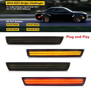 LED Side Marker Lights for Dodge Challenger (2015-2023) - Amber Front, Red Rear Bumper Lamps - Enhanced Visibility & Style
