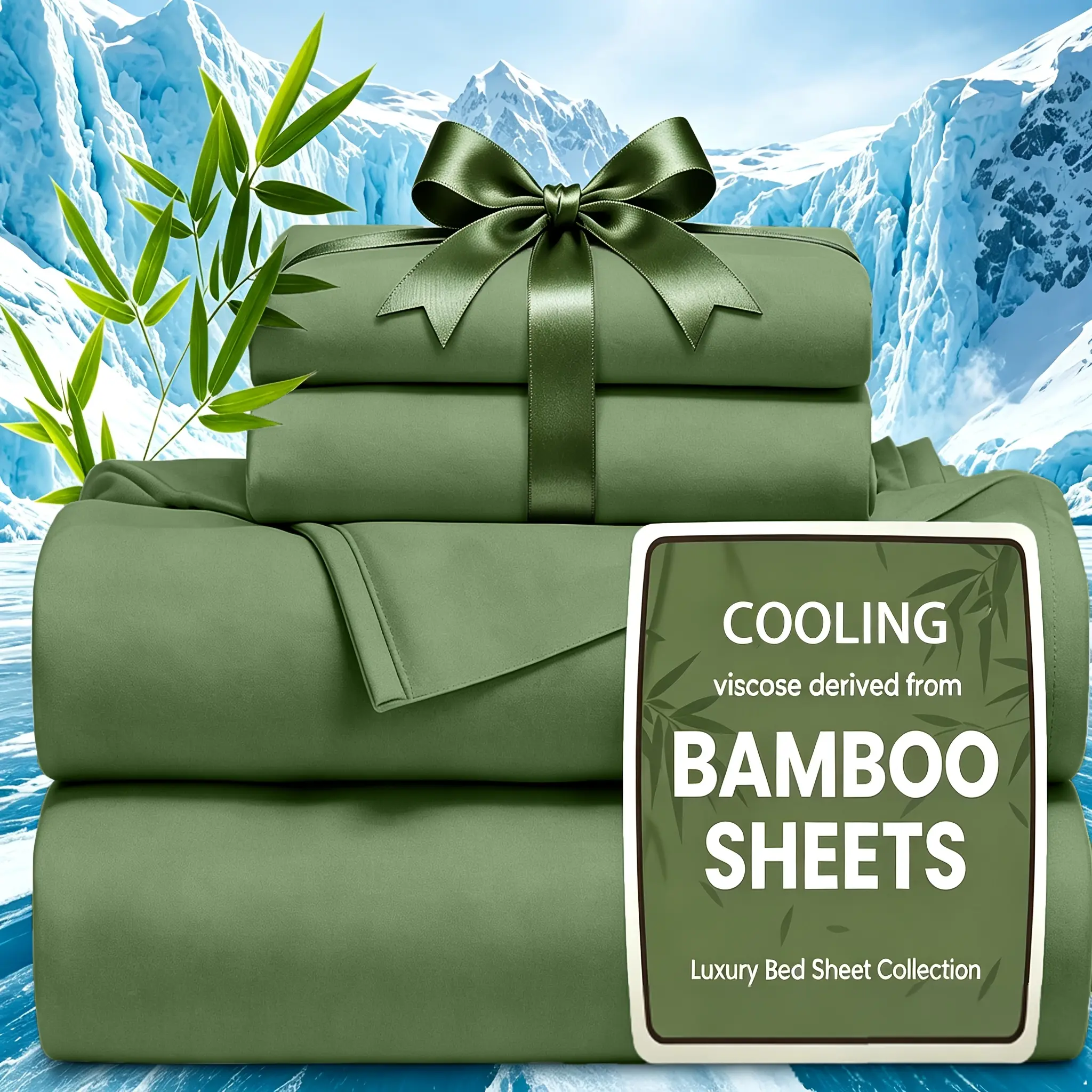 MUXHOMO Cooling Bedding Sheet Set for Hot Sleepers, Rayon Derived from Bamboo, Cooling Bed Sheets Set, 14" Deep Pocket, Breathable & Soft, Hotel Luxury Cooling 3/4pcs Bed Sheets Kids Room Decor