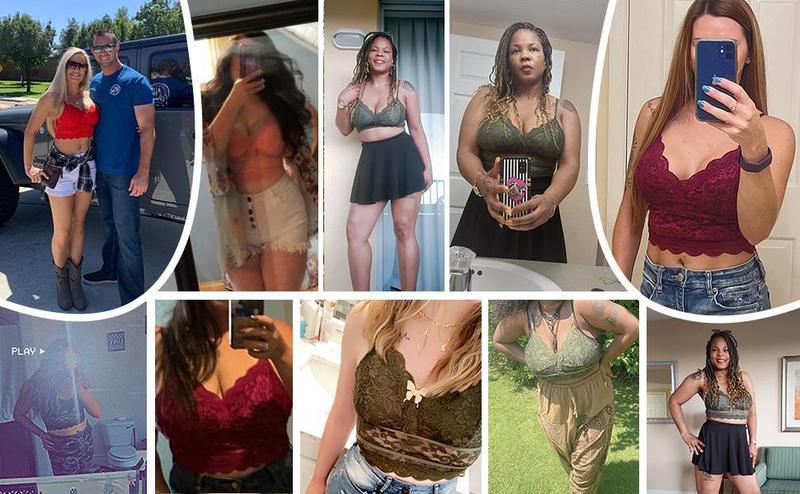 Imily Bela Women's Soft Casual Lace Crochet Spaghetti Strap Cami Crop Top Camisole