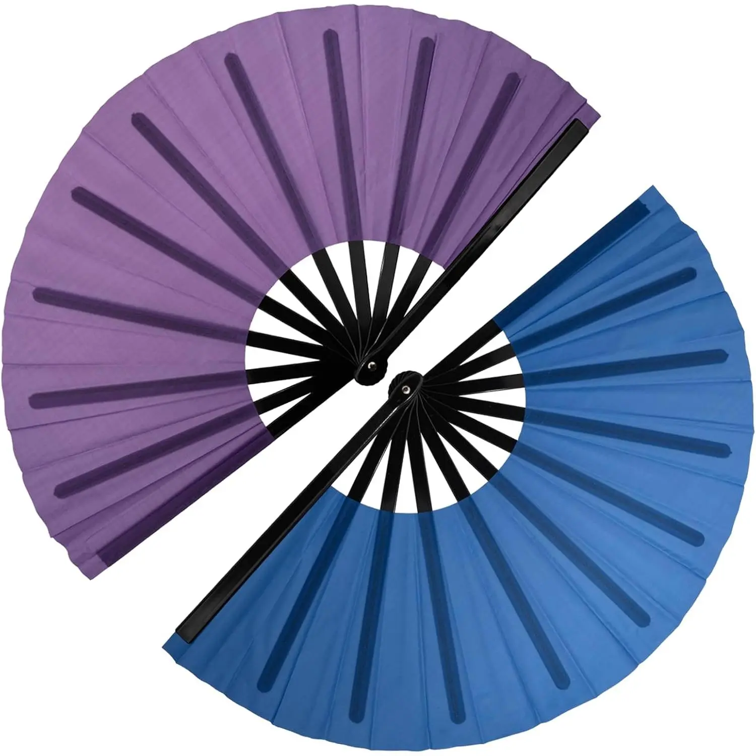 2 count Large  Fan Folding Clack Popping Line Dancing Fans Boots  The Ground Fans, Hand Fans for Halloween, Burlesque, Rainbow Outfits,,Royal Blue