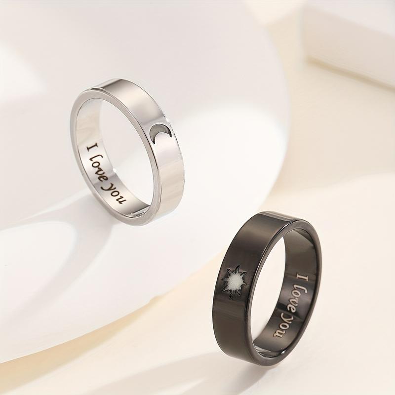 Glow-in-the-Dark Moon and Sun Love Rings - Minimalist 201 Stainless Steel Couple Jewelry, Romantic Gift for Valentine'S Day, Anniversaries, Birthdays, Valentine'S Day Jewelry|Minimalist Style|Durable Rings, Love Rings Glow-in-the-Dark Moon and Sun Love Rings - Minimalist 201 Stainless Steel Couple Jewelry, Romantic Gift for Valentine'S Day, Anniversaries, Birthdays, Valentine'S Day Jewelry|Minimalist Style|Durable Rings, Love Rings