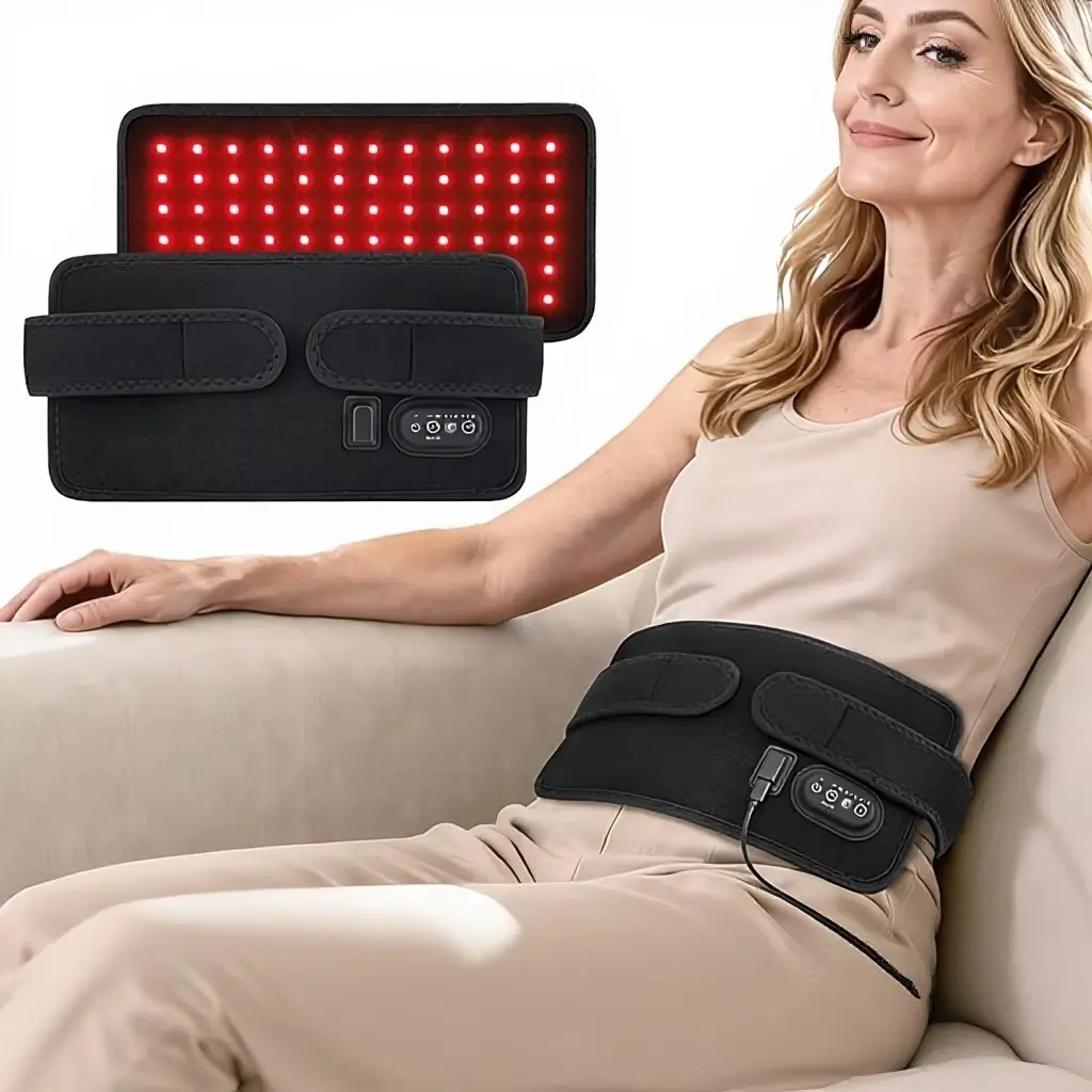 LED Light Heating Waist Belt, Adjustable Temperature Timer, USB Powered, Home Office Daily Care Pad, Comfortable Support