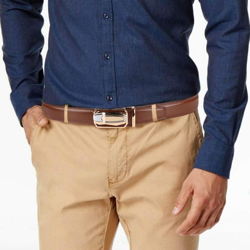 1pcs Genuine Leather Ratchet Belt for Men - Adjustable Automatic Buckle, Versatile Casual Business Style, Durable Alloy Buckle, High-Quality Leather Panel, Easy to Wear And Suitable for Any Occasionvalentine'S Day