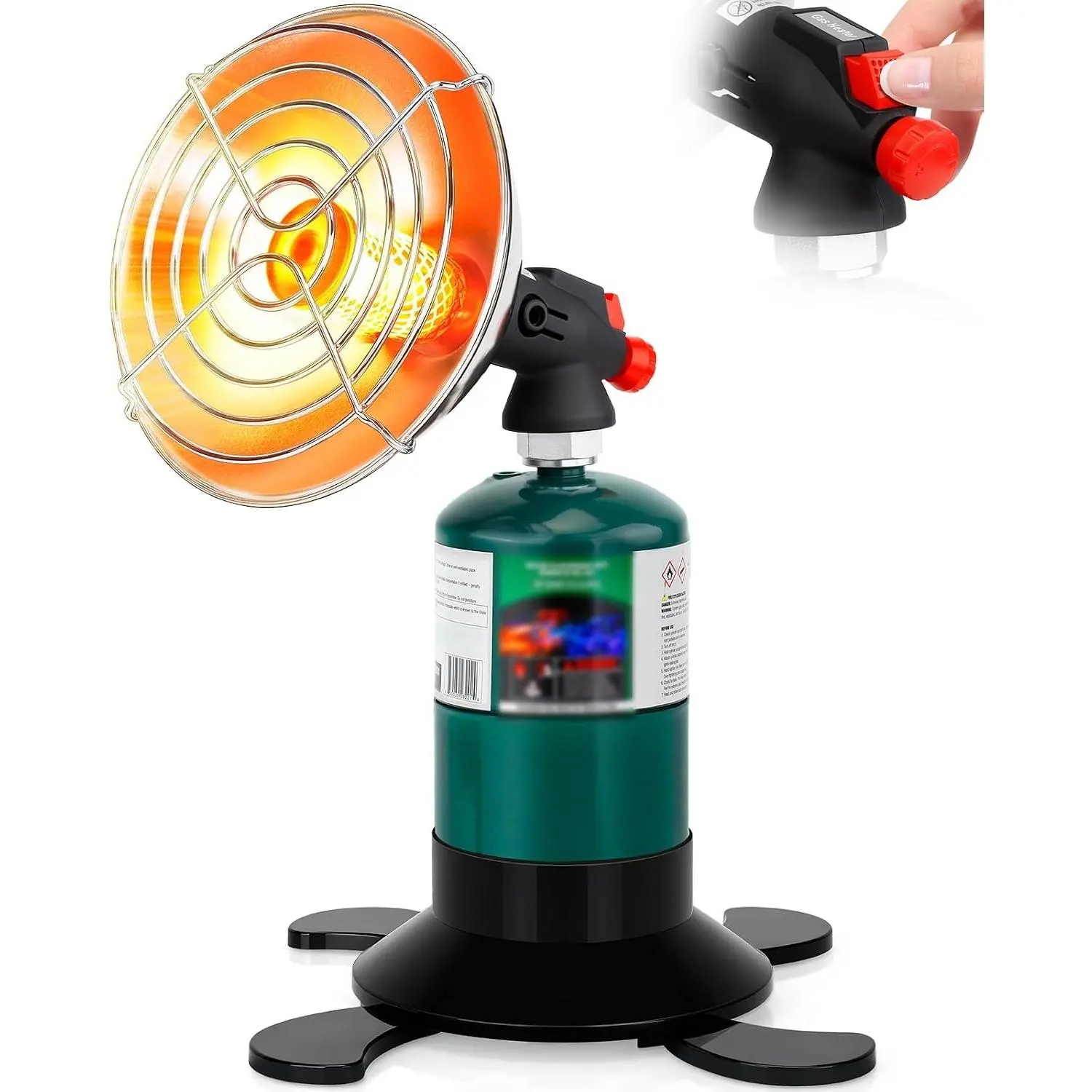 Portable Propane Heater for Camping, Outdoor Space Tent Heater, Cordless Patio Heaters, Control Valve, Foldable Gas Tank Holder, Ideal Garage Hiking Ice Fishing Hunting Buddy