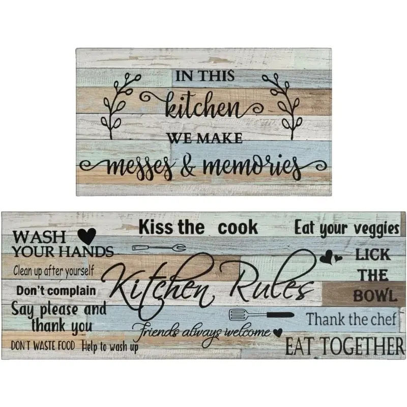 Farmhouse Kitchen Rug Sets of 2 Piece Non Slip Kitchen Rugs and Mats Washable Kitchen Mats for Kitchen Floor Mat Carpet Runner Rugs for Hallway Laundry Decor 18*48in+16*24in
