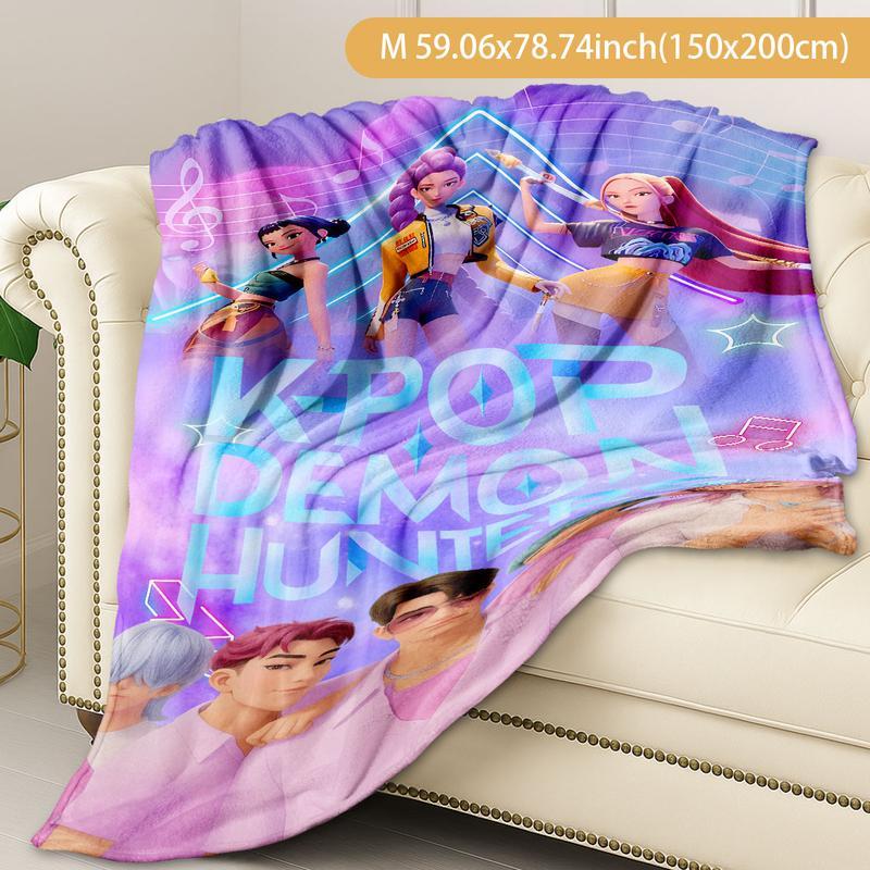 K-Pop Demon Hunters Blanket, Soft Warm Trendy Throw for Fans, Perfect Gift for K-Pop Lovers, Decorative Home Accessory