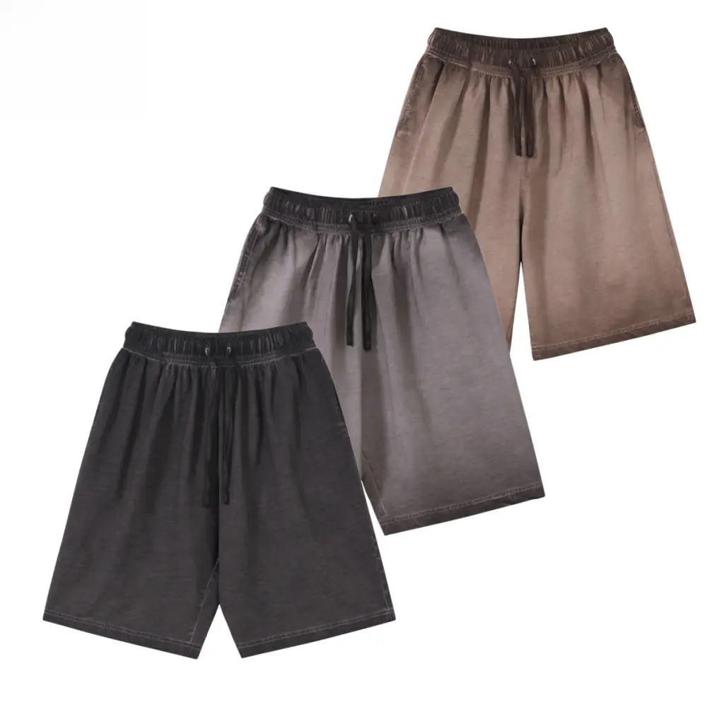 Men's Vintage Gradient Washed Heavy Cotton Loose Fit Workout Shorts, Teen-Focused Bestseller