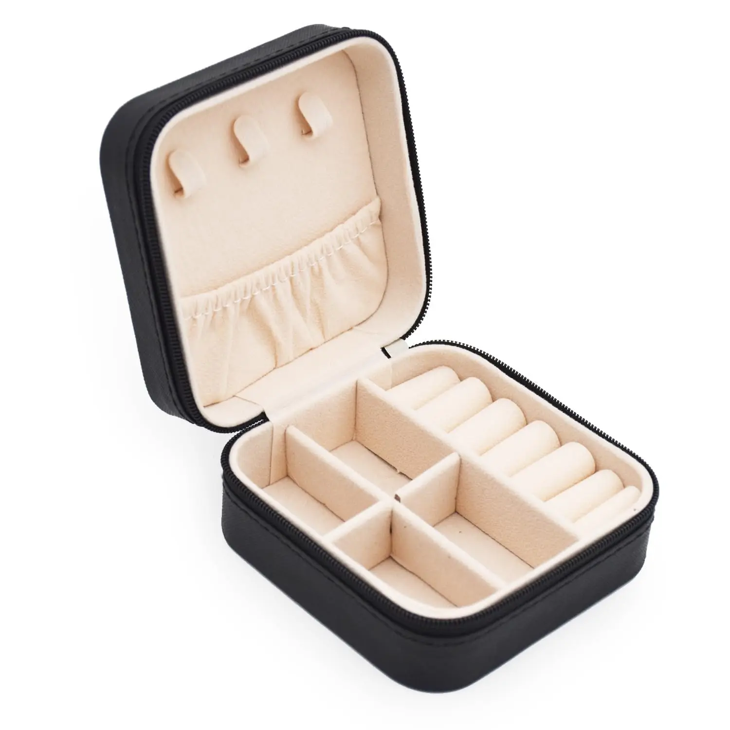 Portable Travel Jewelry Box, Mini Jewelry Organizer Case with Compartments for Rings, Earrings and Necklaces, Compact Jewelry Storage