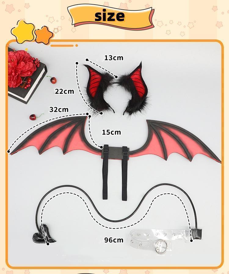 Animal Simulation Plush Furry Queen Devil Ear Wings Set Lolita Love Tail Halloween Cosplay Pros Carnival Party Cosplay Costume